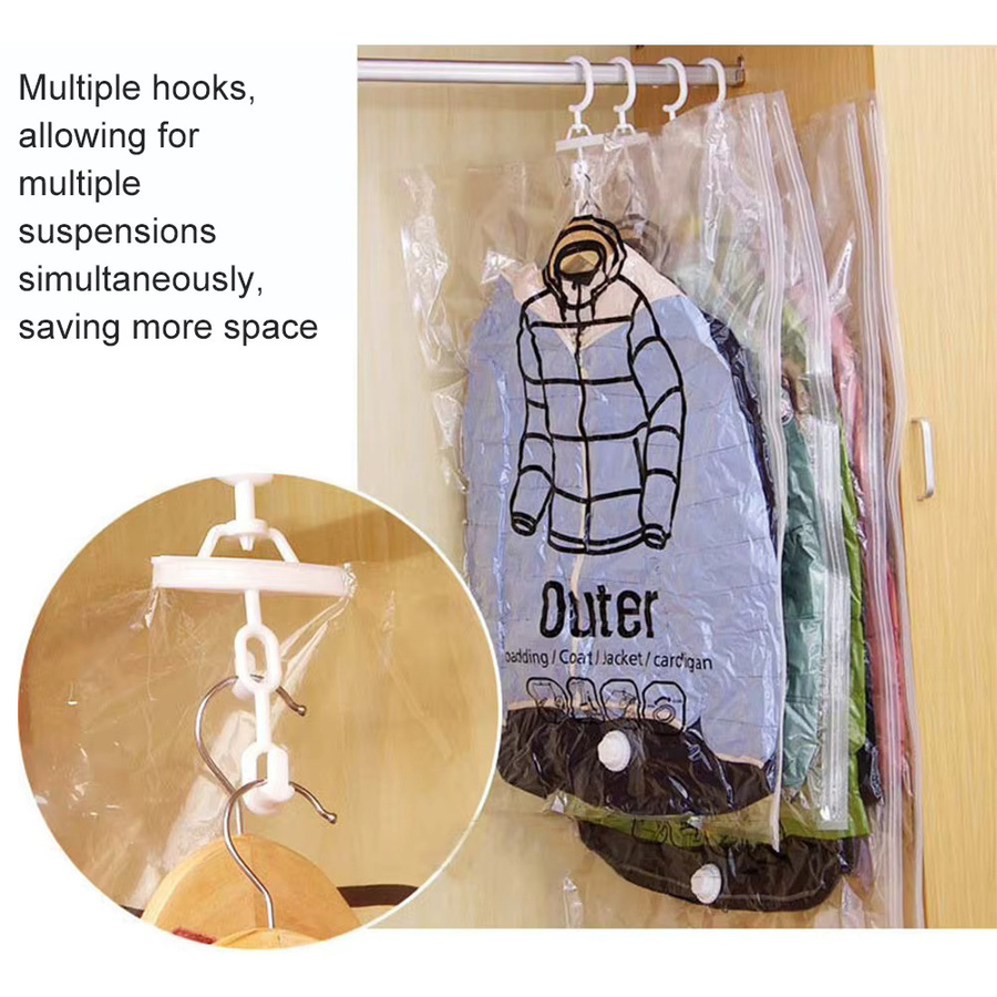 APWIKOGER Hängende Vakuumbeutel Kleidung Organizer, Staubdichte Kompressionsbeutel für Kleiderschrank und Bettzeug, transparent - Bild 4