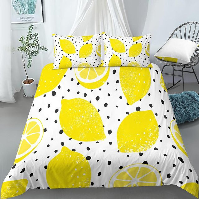 Bettwäscheset Zitronen-Design aus Mikrofaser, 2-teiliges Set in Gelb und Multicolour, Breite: 140 cm, Höhe: 210 cm - Bild 1