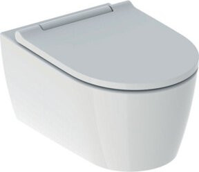 Geberit Wand-WC One Tiefspüler aus Keramik in Weiß mit WC-Sitz und Rimless-Technik - Bild 1