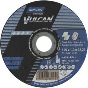 Norton VULCAN Inox Trennscheibe für Metall, blau, Durchmesser: 125 mm, Dicke: 1 mm, Bohrung: 22,23 mm - Bild 1