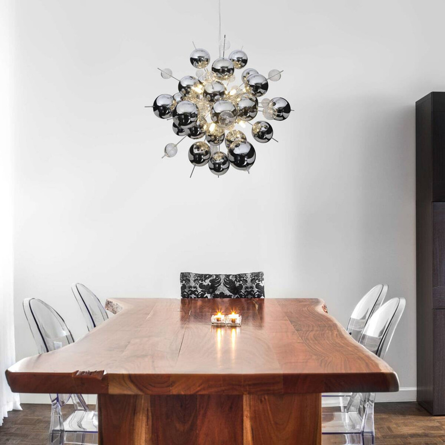 Näve Pendelleuchte Chrom und Glas, moderne Deckenleuchte für Esstische und Kücheninseln, Höhe: 193 cm, Breite: 65 cm, Tiefe: 65 cm, G9 Fassung - Bild 2