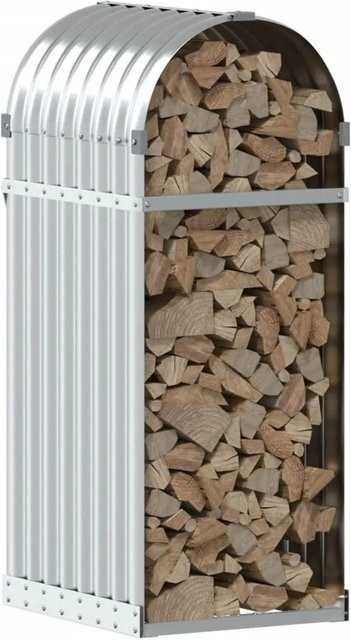 vidaXL Kaminholzunterstand aus verzinktem Stahl in Silber, B/T/H: 40 x 45 x 100 cm - Bild 1
