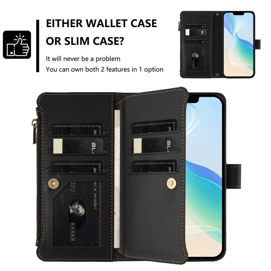 Samsung Galaxy Handyhülle aus PU-Leder mit Reißverschluss und Kartenfächern in Schwarz für Android Modelle wie A55 A35 A05s A16 A06 A56 A36 A26 A17 A37 A57 - Bild 1