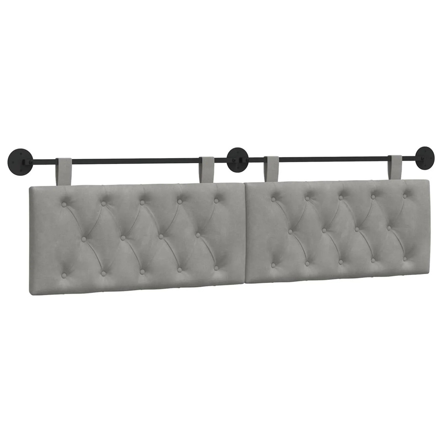vidaXL Wandmontiertes Polsterpaneel aus Samt in Hellgrau, B/H/T: 170 x 55 x 7 cm - Bild 2