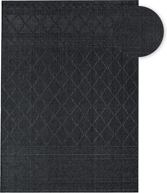 In- & Outdoor-Teppich Verona in Grau mit Rautenmuster im Boho-Stil, Breite: 80 cm, Länge: 250 cm - Bild 1