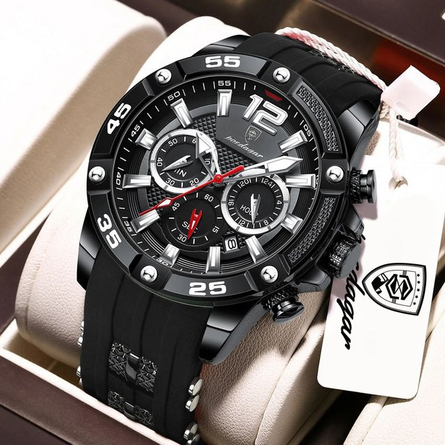 POEDAGAR Armbanduhr, Chronograph, Quarz, Schwarz, Herren - Bild 1