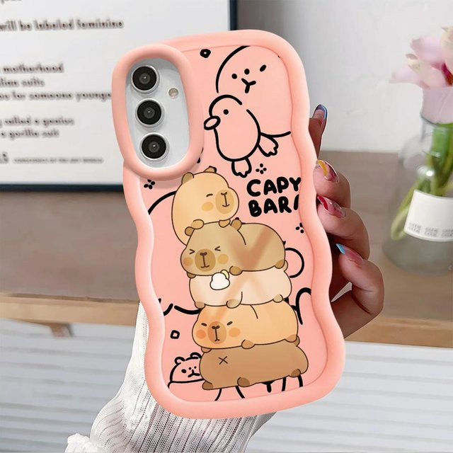 Niedliche Capybara Handyhülle in Pink für Samsung Galaxy Modelle (A16, A52, A14, A11, A15, A13, A12, A21s, A22, A23, A03, A06, A53, A04, A05, A33) - Bild 1