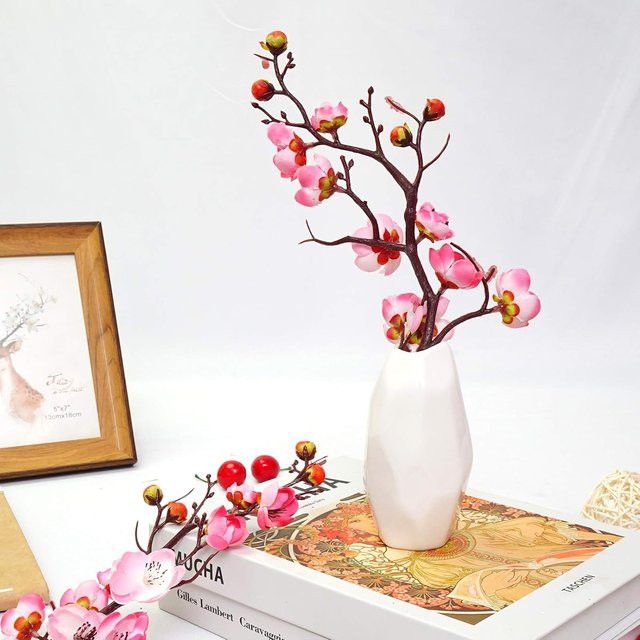 Künstliche Pflaumenblüten aus Seide in Rosenrot von smr für Dekoration in Vase, Garten oder Hochzeit - Bild 1