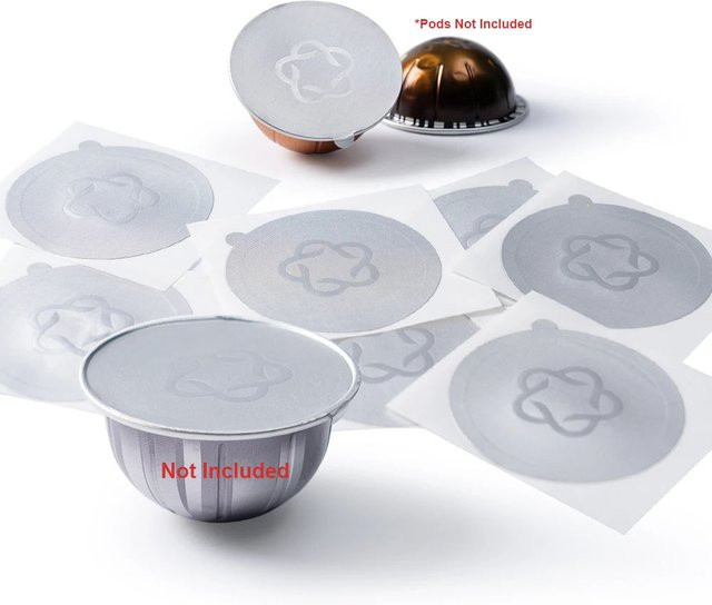 iCafilas Nachfüllbare Kapseldeckel und Aluminiumfolien-Aufkleber für Nespresso Vertuo Next Kaffeemaschinen in Grau und Silber - Bild 1