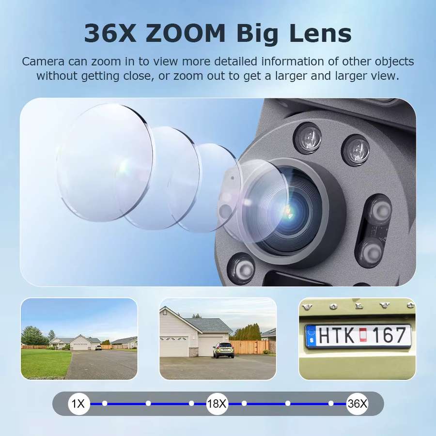 SHIWOJIA 4K 8MP 36X Zoom 4G Solarkamera mit Doppellinse, Dual-PIR-Bewegungserkennung und 12000mA Akku, PTZ Outdoor Sicherheitskamera in Grau - Bild 5