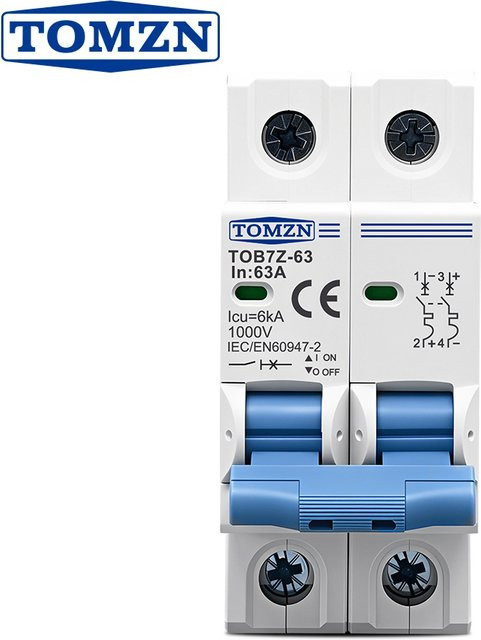 TOMZN TOB7Z DC Solar Mini Leistungsschalter für PV-Systeme, 1000V, Farbe: Weiß - Bild 1