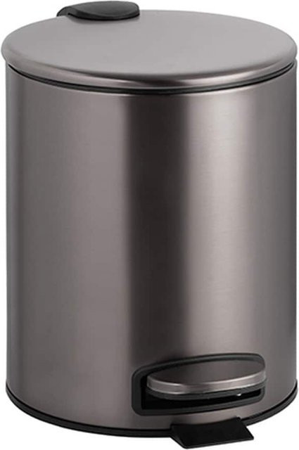 Brillantbad BAPHIT Abfalleimer Edelstahl Metallic Grau matt mit Pedal, 5 Liter, B/T/H: 26,0 x 20,5 x 26,5 cm - Bild 1
