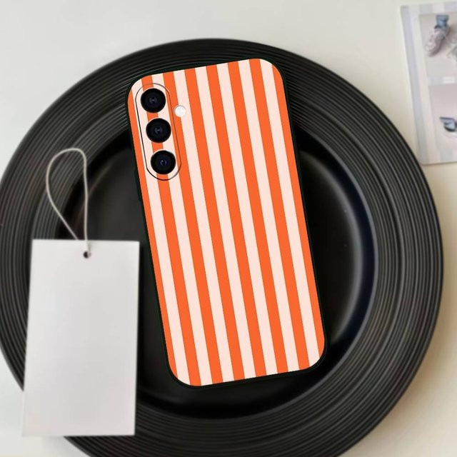 Silikon Handyhülle mit gestreiftem Color-Blocking Kunstmuster für Samsung Galaxy A73, A72, A71, A70, A53, A52, A51 und A32 4G in Orange - Bild 1