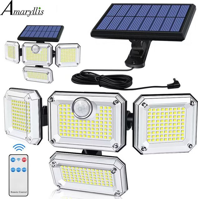 AMARYLLIS Solarleuchte 20 W LED Gartenlampe IP65 wasserdicht mit verstellbarem Kopf und 3 Modi in Schwarz und Weiß - Bild 1