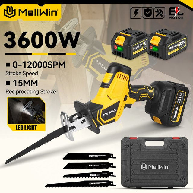 MELLWIN Bürstenlose elektrische Säbelsäge schnurlose CutSaw für Metall und Holz kompatibel mit Makita 18V Akku - Bild 1