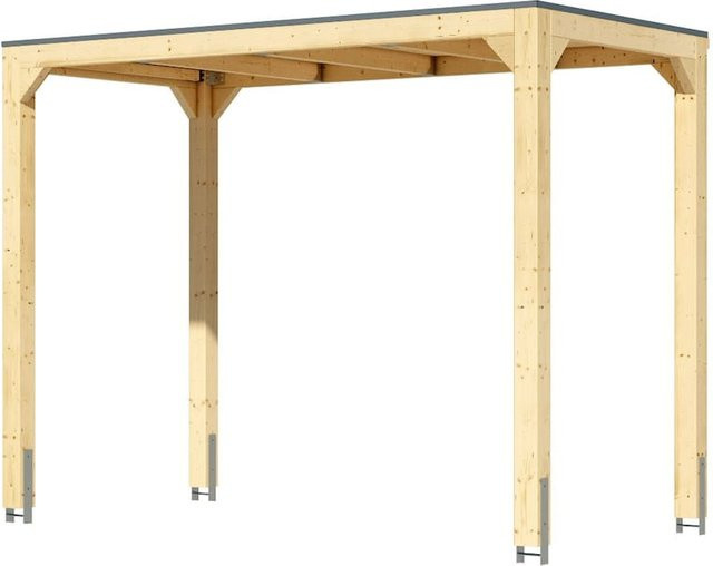 Karibu Holztechnik Pavillon Promajna small aus Leimholz mit Rückwand und 2 Lamellenwänden in modernem Design - Bild 1