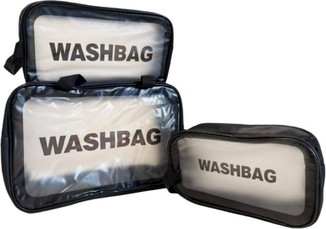 CCKANSCLE Staubdichte Make-up-Aufbewahrungstasche aus transparentem PVC in Schwarz, tragbare Kosmetik-Waschtasche mit großem Fassungsvermögen - Bild 1