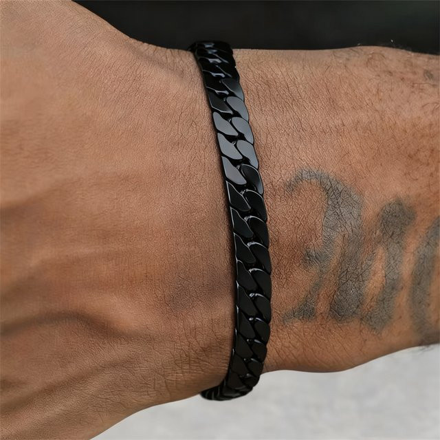 mprainbow Armband Edelstahl, 6mm, Schwarz, Herren - Bild 1