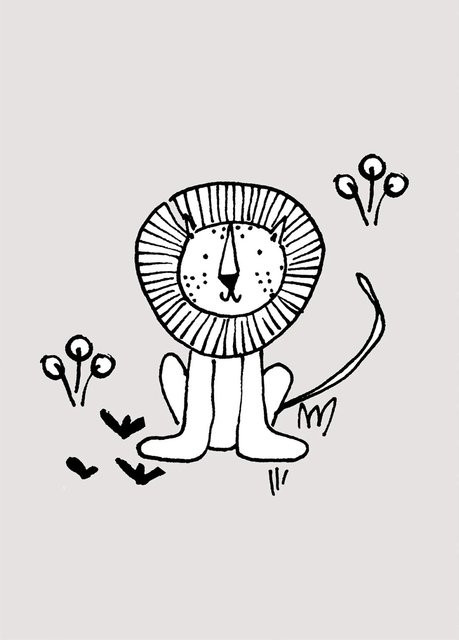 Komar Wandbild Scribble Lion Paper Poster, Mehrfarbig, Breite: 50 cm, Höhe: 70 cm - Bild 1