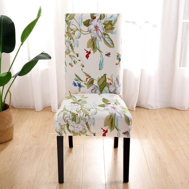 S-EMIGA Elastische Stuhlhussen mit Blumenmuster in Multicolour für Esszimmerstühle - Bild 1
