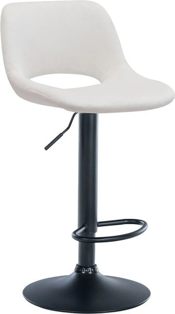 DELUKE Barhocker JAKSON Barstuhl mit Lehne aus Samt in Creme und Schwarz - Bild 1