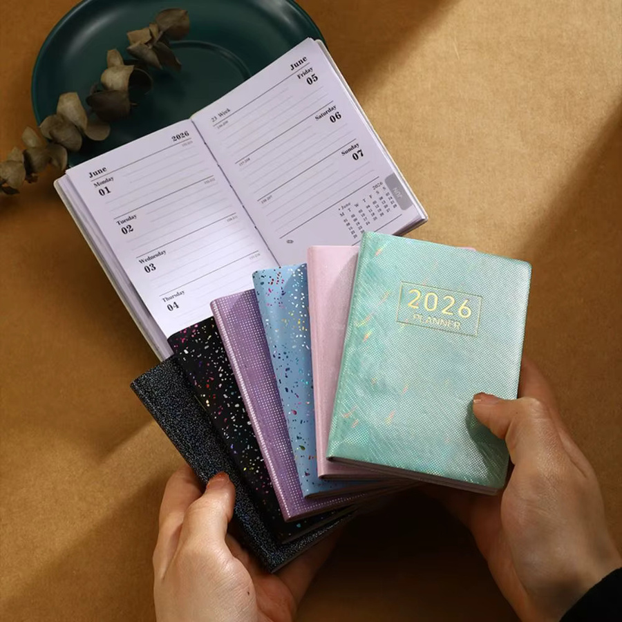 Tragbare A7 Agenda 2026 mit Hardcover und Kalender in Schwarz für Schule und Büro - Bild 2