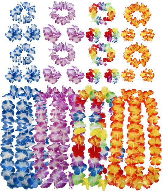 Atceawit Hawaiianische Blumenketten in Lila und Mehrfarbig für Party, Hochzeit und Geburtstag - Bild 1