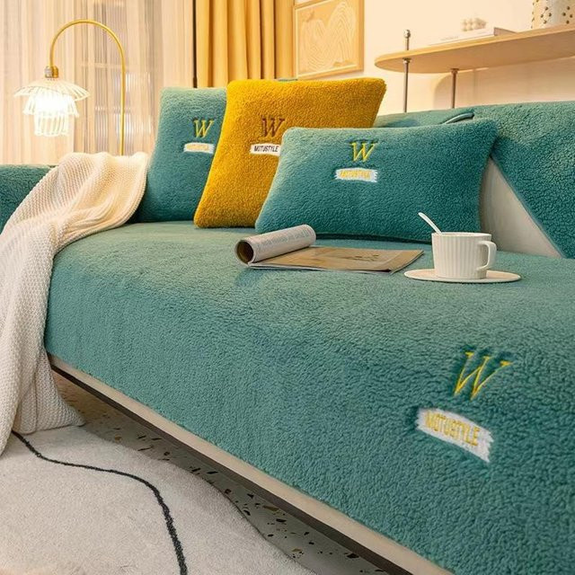 Super Six Lammwolle Sofa Überwurf aus weichem Plüsch in Grün, B/T: 70 x 70 cm - Bild 1