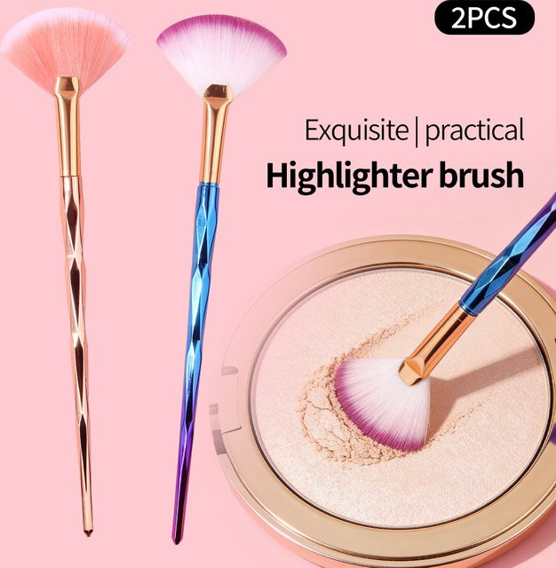 KOSSHOW Highlighter-Pinsel, fächerförmig, blau-goldener Farbverlauf - Bild 1