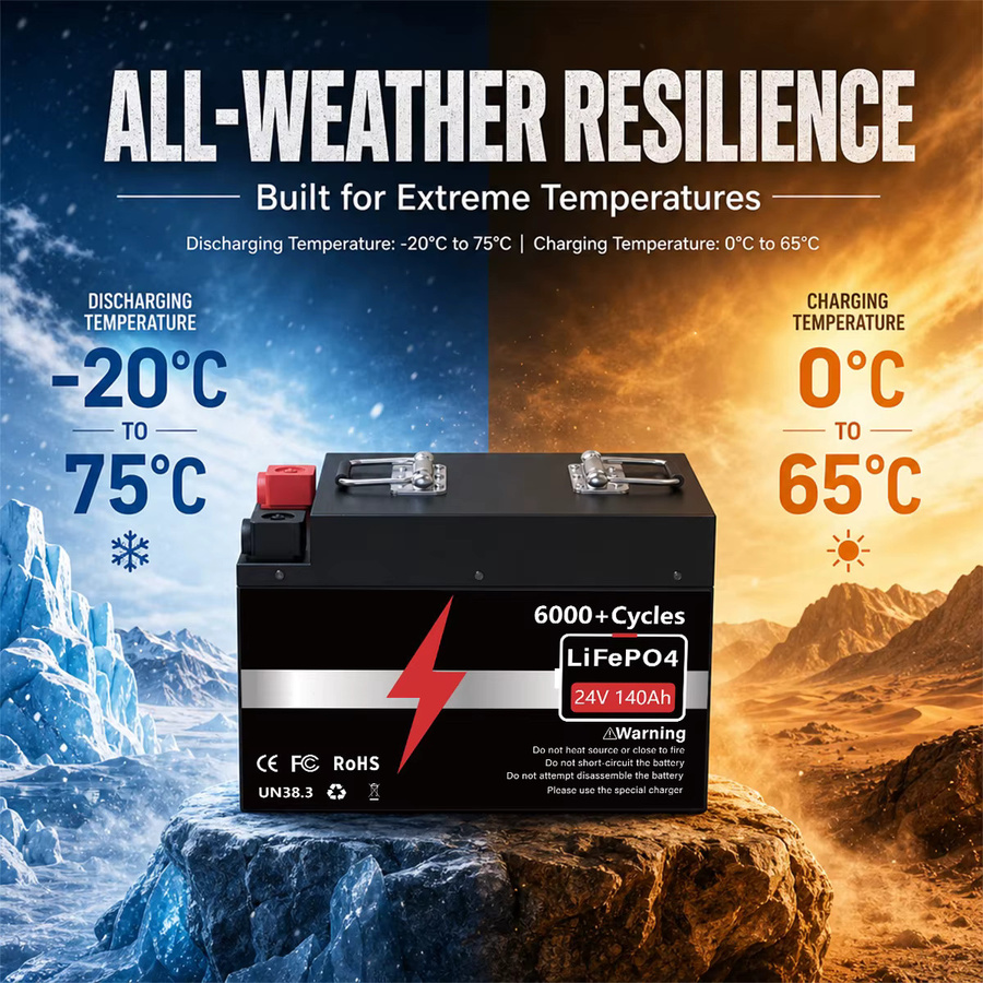 KEZIMO LiFePO4 Batterie 24V 140Ah mit Bluetooth BMS und Grade-A-Zellen in Schwarz - Bild 6