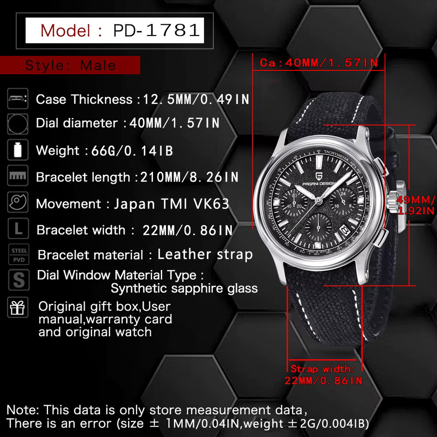 Pagani Design Chronograph, Quarz, Edelstahl, Blau, Herren - Bild 2
