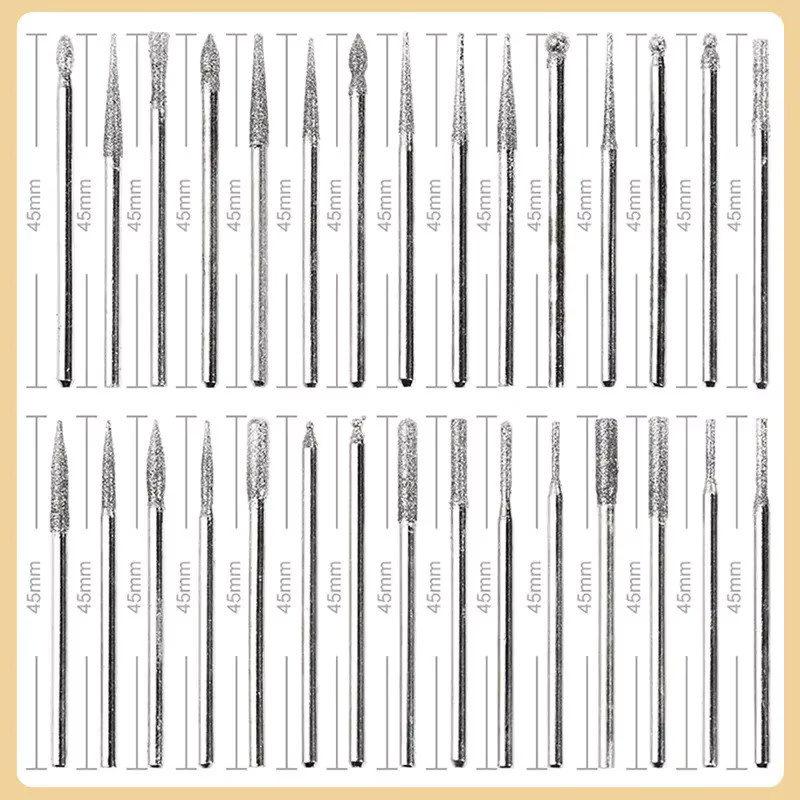 Dremel 30-teiliges Diamantfräser-Set in Silber mit Aufbewahrungsbox für Elektroschleifer und Rotationswerkzeuge, Schaftdurchmesser 2,35 mm und 3 mm - Bild 6