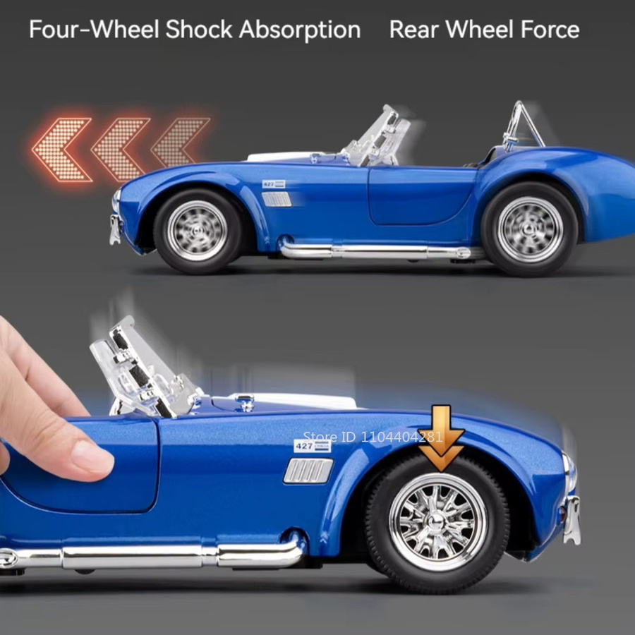 MAKEDA Shelby Cobra Phantom Miniatur Spielzeug Auto, 1:24, Metall, mit Licht und Sound - Bild 1