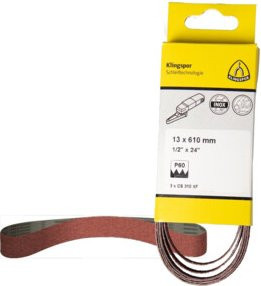 Klingspor Schleifband Korund CS310 K 40 für Metall und Universal, Farbe: Braun, B: 13 mm, L: 457 mm, 3 Stück - Bild 1