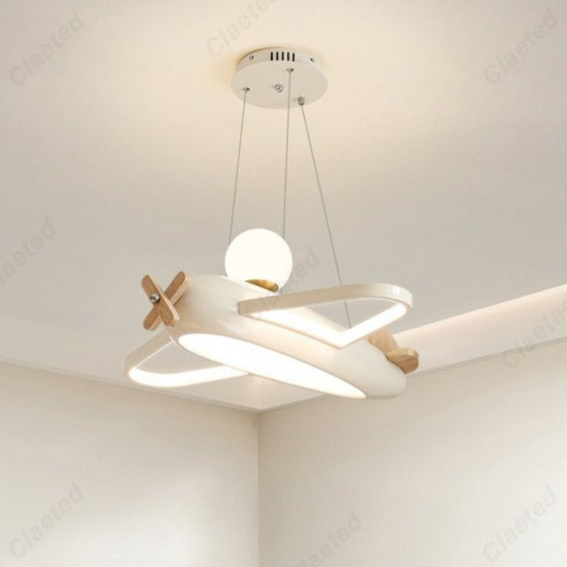 Claeted LED Flugzeug-Deckenleuchte im modernen Stil für Kinderzimmer und Schlafzimmer in Weiß und Beige - Bild 1