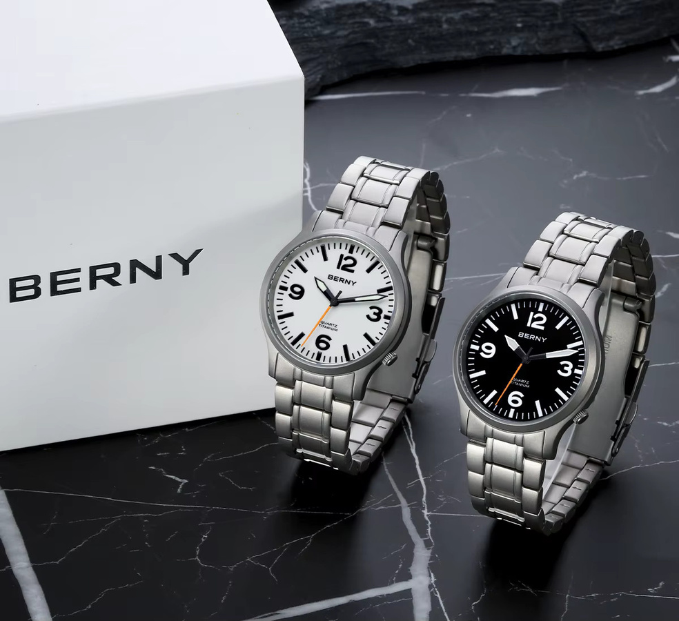 BERNY Armbanduhr Titan, Quarz, Saphirglas, Silber, Herren - Bild 4
