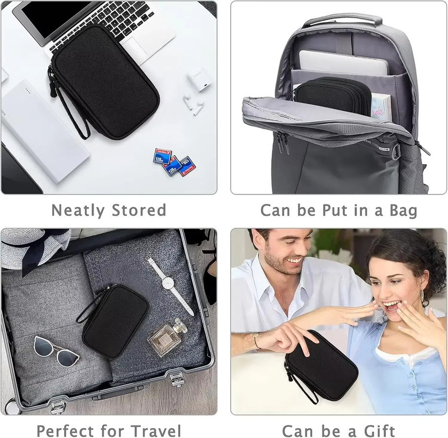 Wasserdichte Reisekabeltasche in Blau als tragbarer Organizer für Ladegeräte, Datenkabel und USB-Zubehör - Bild 5