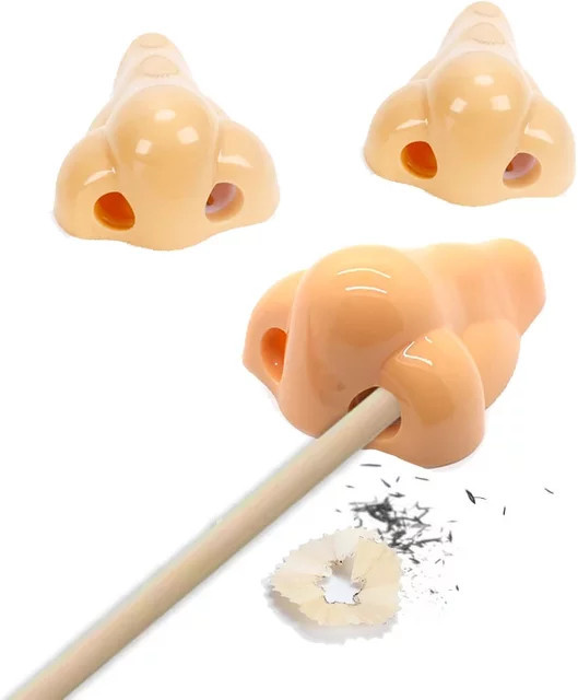 Niedlicher manueller Bleistiftspitzer in Naseform aus Kunststoff für Kinder und Kunstprojekte - Bild 1