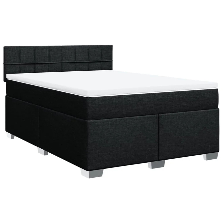 vidaXL Boxspringbett Hybrid mit Matratze und Taschenfederkern in Schwarz, B/T: 140 x 190 cm - Bild 2