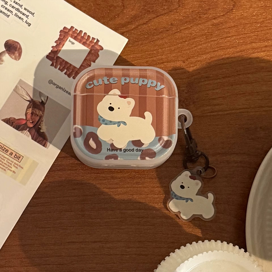 Schutzhülle mit Cartoon-Welpen-Leopardenmuster für Apple AirPods 1, 2, 3, 4 und Pro 2/3 inklusive Anhänger, Mehrfarbig - Bild 3