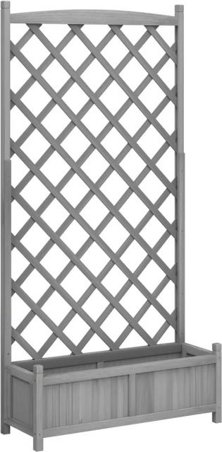 vidaXL Pflanzkübel mit Spalier aus massivem Tannenholz in Grau, H: 180 cm, B: 90 cm, T: 35 cm - Bild 1