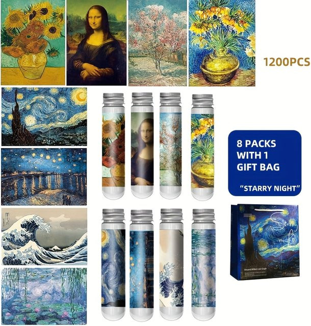 MaxRenard Mini-Puzzles Van-Gogh-Gemälde, 8-teiliges Set, 1200 Teile - Bild 1