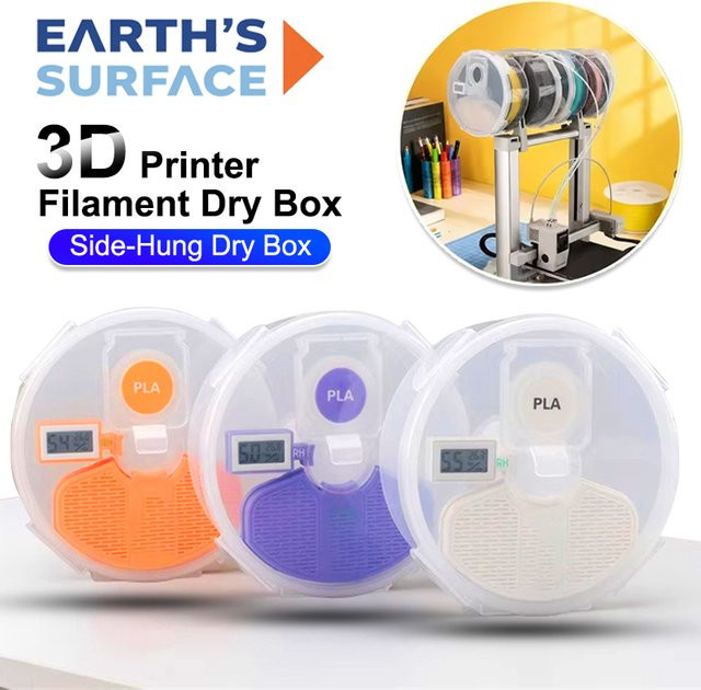 Luftdichte Wandmontierte 3D-Filament-Trockenbox von EARTH'S SURFACE mit Feuchtigkeits- und Temperaturanzeige sowie glatter Filamentzuführung für 1 kg Filament - Bild 1