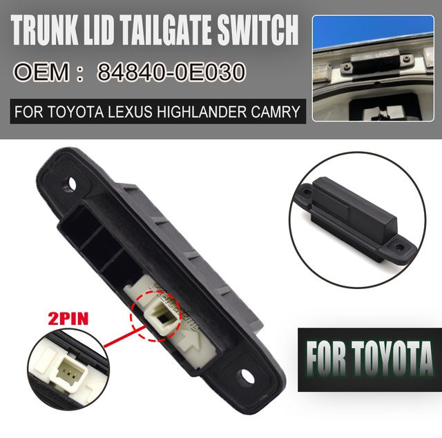Malcayang Heckklappenschalter für Toyota Yaris Camry RAV4 Highlander in Schwarz, Teilenummer 84840-0E030 84840-06030 - Bild 1