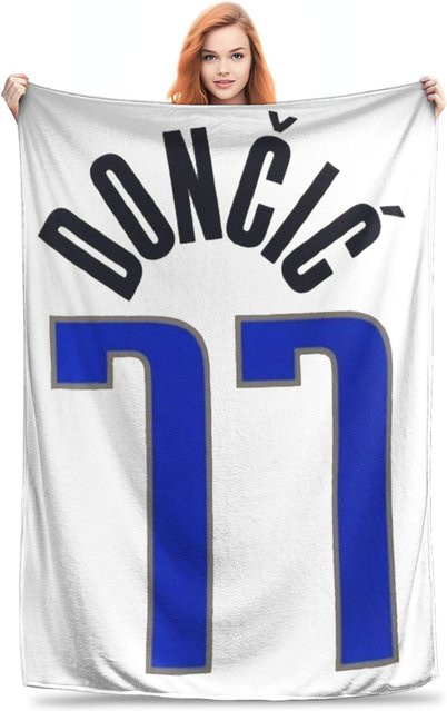 ROKKI Luka Doncic Flanell Überwurfdecke aus Plüsch, Weiß, B/H: 100 x 120 cm - Bild 1