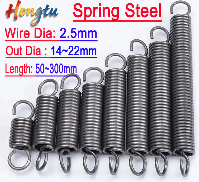 Hongtu Dehnungsfeder mit offenem Haken, Drahtdurchmesser 2,5 mm, Außendurchmesser 14 mm bis 22 mm, Länge 50 mm bis 300 mm - Bild 1