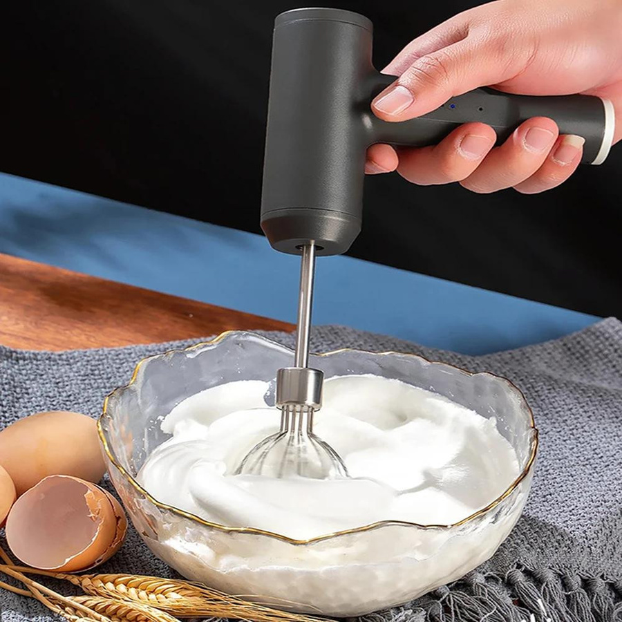 Super Six Kabelloser Elektrischer Handmixer in Schwarz, USB-wiederaufladbar mit 3 Geschwindigkeiten für Eier, Teig und Sahne - Bild 3