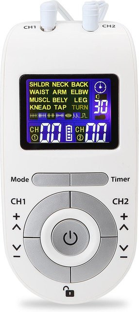 Tragbares Zweikanal-TENS- und EMS-Gerät, 12 Massagemodi, weiß - Bild 1