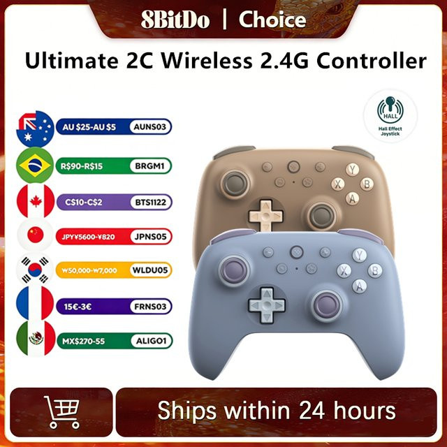 8BitDo Ultimate 2C Wireless 2.4G Gaming Controller mit Hall-Effekt-Joystick in Blau für PC, Steam Deck, Android und Raspberry Pi - Bild 1