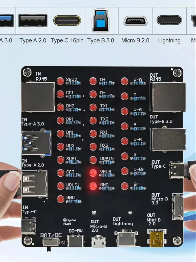 9-in-1 DIY USB-Kabeltester Lötprojekt Universal Electronics Kabelprüfer für USB-C, Lightning, Micro-B und Mini-B sowie RJ45 - Bild 6